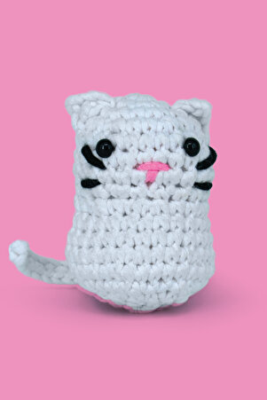 selfiko Kedoli Örgü Öğrenme Kiti Kedi | Yeni Başlayanlar İçin Videolu Tığ İşi Amigurumi Kedi Örgü Seti