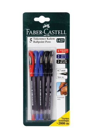 Faber Castell FC 1425 Renkli Tükenmez Kalem 5li Tk.k