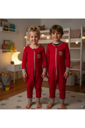 yorni Bebek Çocuk Nakışlı Uzun Kollu Çift Taraflı Fermuar Mikro Polar Uyku Tulumu Tog 2