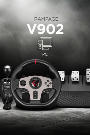 Rampage V902 Oyuncu Direksiyon Seti PC Uyumlu 3 Pedallı Oyuncu Direksiyonu