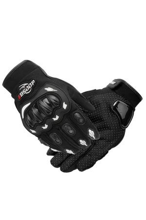 Schulzz Unisex Siyah Profesyonal Kemik Korumalı Motosiklet Eldiveni Dokunmatikli