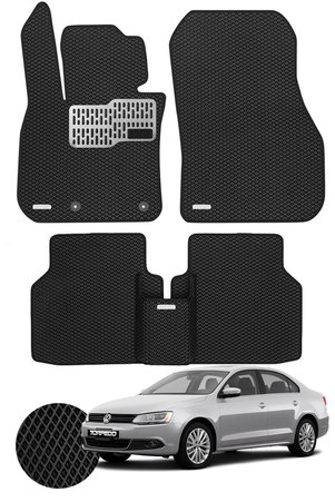 TORPEDO Volkswagen Jetta 2011-2018 Arası Uyumlu Hücreli Premium Eva Paspas Seti Tam Set Paspas Takımı Siyah