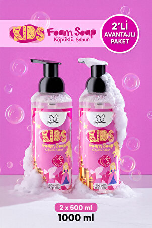 Papilion Kids Pembe Prenses Köpük Sabun 2x500 ml Çocuklara Özel Nazik El Temizliği Hassas Bakım