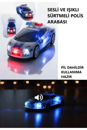 Brother Toys Kırılmaz Korumalı Sesli Işıklı Müzikli Sürtmeli Oyuncak Polis Arabası