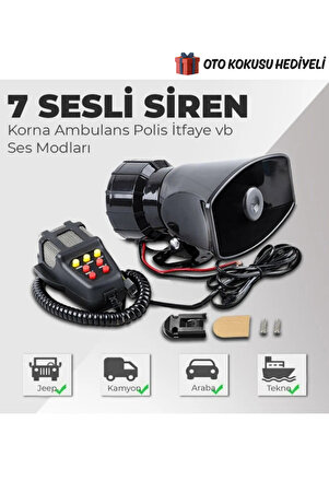 Autowise Her Araca Uyumlu 7 Sesli Megafonlu Konuşmalı Oto Siren