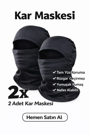 DUDAKTAN KALBE 2 Adet Kar Maskesi Rüzgar Geçirmez Full Likralı Termal Kumaş