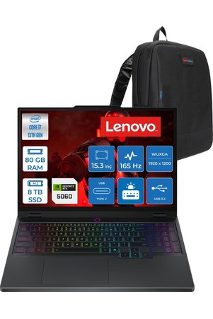 Lenovo Legion 5 I7 13650HX 80GB 8tb SSD 8GB/RTX5060 15.3" Wuxga IPS 165Hz Fdos 83LY00B7TRF55 + Zettaçanta