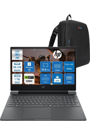 HP Victus 5 210H Aı 96GB 1tbSSD RTX5060/8GB 15.6"fhd WIN11HOME C21SGEAH33+Zettaçanta