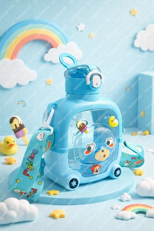 M&B WATER BOTTLE Sevimli Ayıcıklı Matara Renkli Çocuk Suluk Okul Için Boyun Askılı Suluk Bpa Içermez