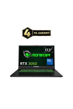 Monster Abra A7 V15.6.2 Intel Core 7 250H 32 GB RAM 1 TB SSD 4 GB RTX 3050 FreeDOS 17 3" 144 Hz