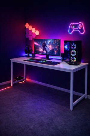 Flinder Beyaz Oyuncu Masası 60x140 Cm Beyaz Renk Bilgisayar Masası Gamer Masası Gaming Masa