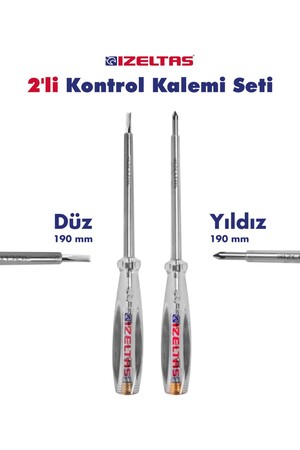İzeltaş 2 li Kontrol Kalem Seti Düz ve Yıldız Uç 190 mm