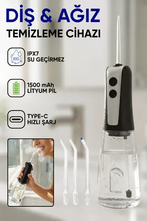 Genel Markalar Akıllı Şarjlı 390ml Geniş Su Hazneli Ağız Duşu 1500mAh IPX7 Diş ve Ağız Temizleme Cihazı