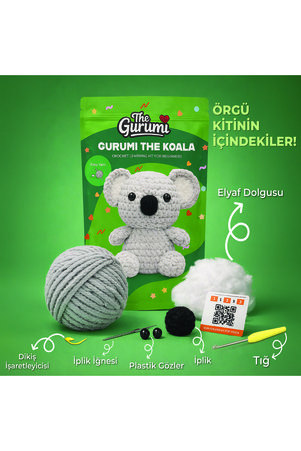 The Gurumi Koala - Yeni Başlayanlar İçin Koala Amigurumi Örgü Kiti - Videolu & Tüm Malzemelerle Hobi Seti