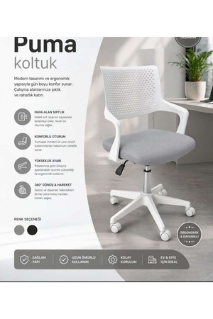 VİZYON SEPET Ergonomik Fileli Ofis Çalışma Koltuğu - Beyaz Çalışma Koltuğu Beyaz Ofis Koltuğu