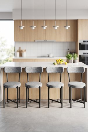 GOLDFALEZ Sandalye 4 Adet Keten Kumaş Metal Ayak Modern Mutfak Sandalyesi Cafe Balkon Ofis Teddy 9808 Gri