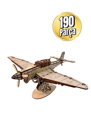 eslazerkesim Ju 87 Savaş Uçağı Maketi - Kendin Yap Dekoratif Kit - 3D Puzzle