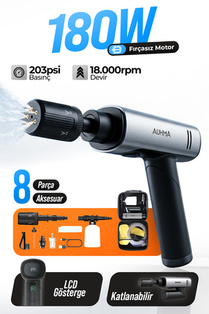 auhma ACR-09 180W Fırçasız Şarjlı Basınçlı Yıkama Makinesi – Katlanabilir Kablosuz Oto Yıkama Tabanc