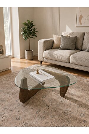 EFFE YAPI DEKOR Orta Sehpa - Ceviz Renkli Asimetrik Model 90X65 Cm