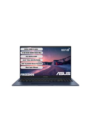 Asus Vivobook 15 X1504VA-BQ4101 Intel Core 5 120U 8GB 512GB SSD Freedos 15.6" Taşınabilir Bilgisayar