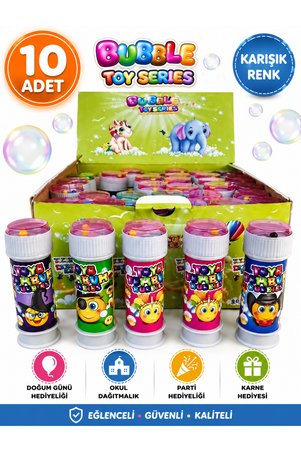 Genel Markalar 10'lu Mini Baloncuk Oyuncağı | Köpük Balon Seti | Bubble Oyuncak | Doğum Günü Hediyeliği | Okul Dağıtmalık | Karne Hediyesi | Renkli Baloncuk Tüpü