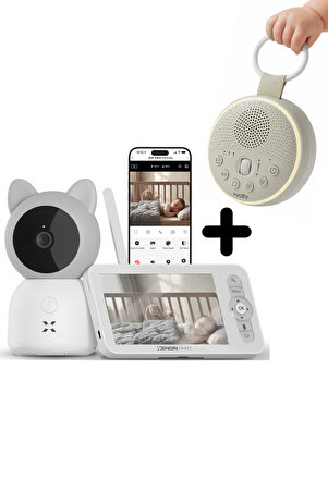 Xenon Smart Akıllı Bebek Kamerası ve Beyaz Gürültü Uyku Arkadaşı Seti Şarjlı Monitörlü Gece Görüşlü 25 Sesli Işıklı