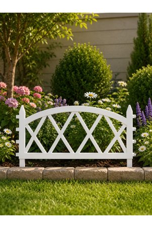 DEKOZUM Greenflex Plastik Bahçe Çiti Bahçe dekorasyon Çiti Panel Çit Çiçek Koruma Çiti Beyaz 1 Adet 60 CM