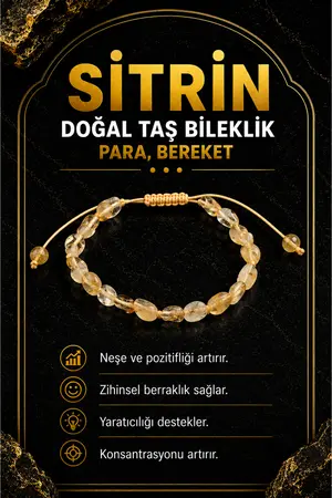 OSMANLI DOĞAL TAŞ Orijinal & Sertifikalı Sitrin Doğal Taş Bileklik Kutulu El Yapımı Özel Tasarım Para Bereket Bileklik