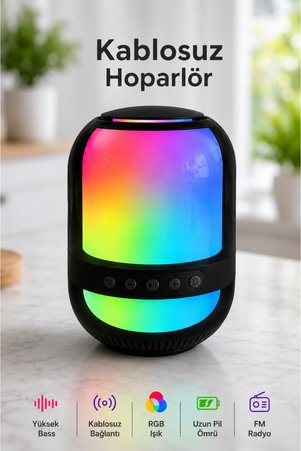 Abbruch RGB Bluetooth Hoparlör Yüksek Bass Kablosuz Bağlantı FM Radyo Uzun Pil Ömrü ve Şık Tasarım