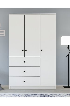 Metalia Gm 308 Ece Lüx 3 Kapı 3 Çekmeceli Düğme Kulplu Gardırop