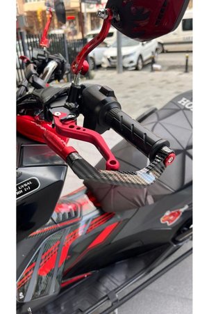 ASK MOTOR Honda pcx karbon desen manet koruma tüm modellere uyumludur kırmızı renk manet koruma