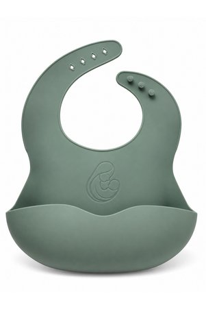 RUVERA Silikon Mama Önlüğü Lfgb Sertifikalı Su Geçirmez Ayarlanabilir Geniş Cepli | Sage Green