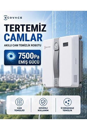 Ecovacs 7500 Pa Yüksek Emiş Güçlü Wınbot Mini Cam Temizleme Robotu Ultrasonik Çift Nozullu Püskürtme