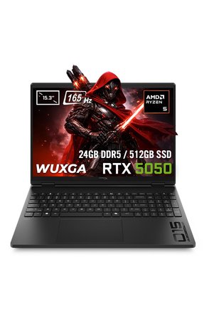 HP HyperX Omen 15-gb0011nt AMD Ryzen 5-240 GeForce RTX 5050 8GB 24GB DDR5 512GB SSD 15.3 inç Wuxga 165Hz 6.5ms IPS FreeDos Gaming Laptop