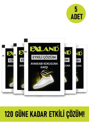 Exland Ayakkabı Koku Giderici Toz – 5'li Paket | 120 Güne Kadar Etkili | Kötü Koku Çözümü