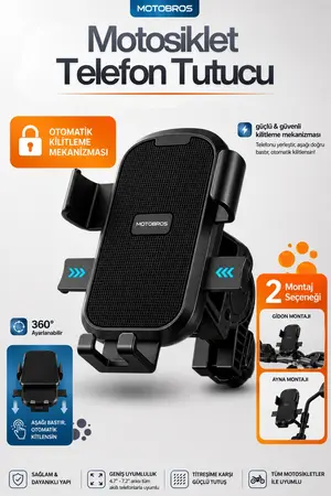 Motobros Motosiklet Telefon Tutucu Motor Telefon Tutucu ER-2 Tak-Çıkar Ayna ve Gidon Bağlatılı Bisiklet / Scooter uyumlu