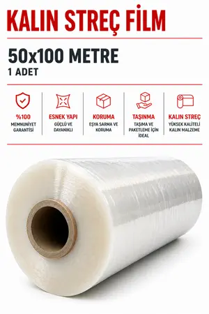 naft Ultra Büyük Eşya Mobilya Sarma Koruma Ambalaj Streci Taşıma Taşınma Koli Palet Streç 1000 gr 50x100