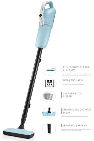 Arzum AR4087 Gırgır 2’si1 Arada 550W Dikey Elektrikli Süpürge El Süpürgesi Özellikli Yıkanabilir Filtre