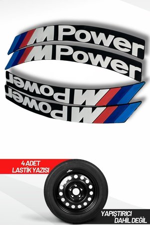 ASTUNİNG M Power Motosiklet Ve Otomobil Araç 3d şerit Oto Lastik Yazısı Sticker Arma 4 Adet