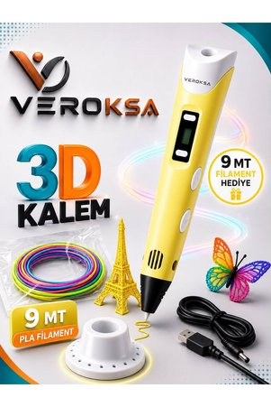 VEROKSA 3D Kalem - 9 mt Filamentli 3D Yazıcı Kalem