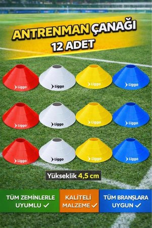 Liggo 12li Antrenman Çanağı Seti 4 Renk İdman Çanağı Antrenman Eğitim Çanak