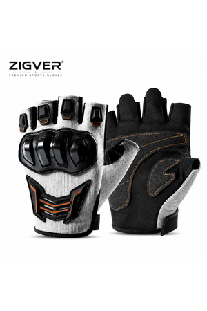 Zigver Unisex Korumalı Yarım Parmak Premium Motosiklet Eldiveni