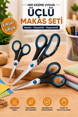 garaccu Paslanmaz Çelik Üçlü Makas Seti