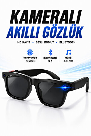 RAYLAX Yapay Zeka Destekli Kameralı Akıllı Gözlük 8MP Kamera ChatGPT Çeviri Ses Kayıt Özellikli Güneş Gözlük Kamera