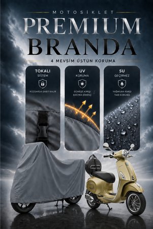 Sulaite Motosiklet Brandası Vespa GTS Motor Brandası Su Geçirmez UV Koruma Kalın Kumaş Motor Örtüsü GRİ