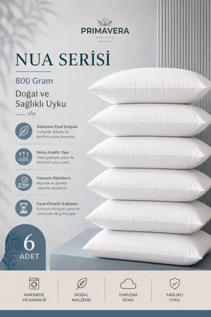 Primavera Home Primavera Nua Serisi 6'lı Elyaf Yastık – Makinede Yıkanabilir Vakumlu Paket