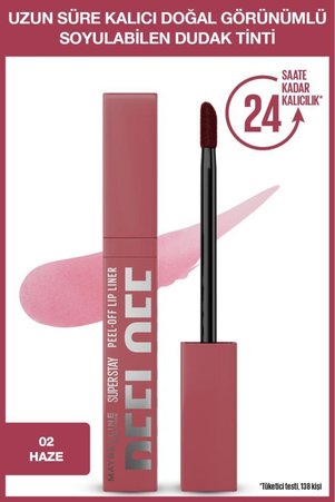 Maybelline New York Super Stay Peel Off Soyulabilen Dudak Tinti - 24 Saate Kadar Kalıcı Dudak Renklendirme - 02 Haze