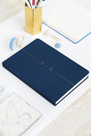 Matt Notebook 2026-2027 A5 Keten Akademik Ajanda 15x21 cm - 17 Aylık Lacivert