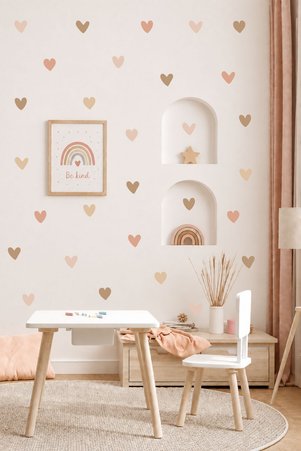 Sticker Ekspres Boho Asimetrik Kalpler Çocuk Odası Duvar Sticker Seti