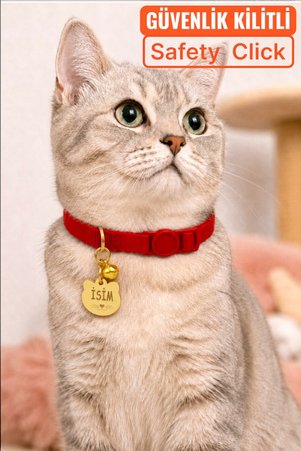 CARAMELOS Isimli Kedi Tasması Kedi Isimlik Kişiye Özel-Güvenlik Kilitli- EKO Serisi